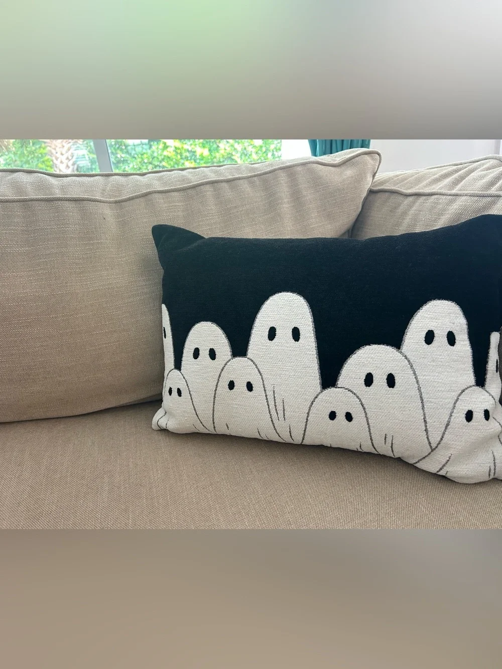 “New” Nicole Miller Black with Ghost Motif Accent Pillow